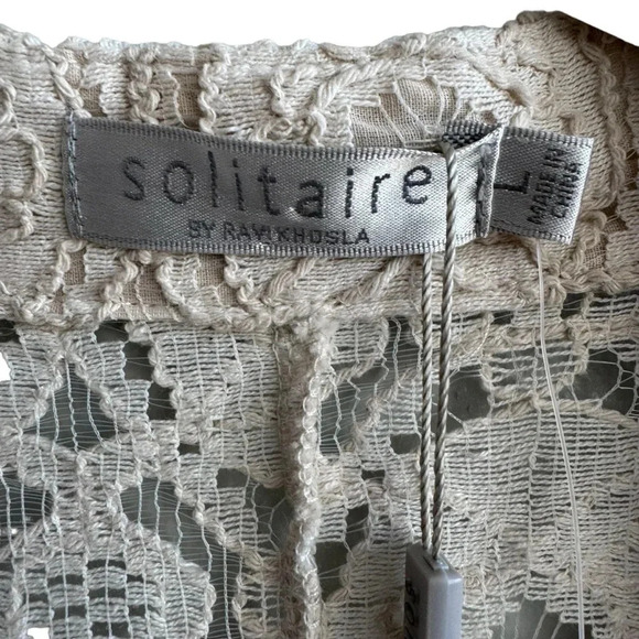 Anthropologie Solitaire Ravi Khosla Cotton Crochet Lace Open Jacket size L - Picture 8 of 12